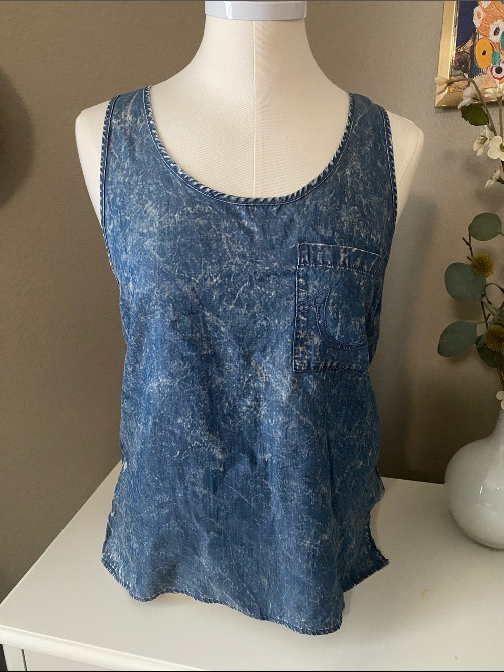 True Religion Women's Indigo wash Tank Top